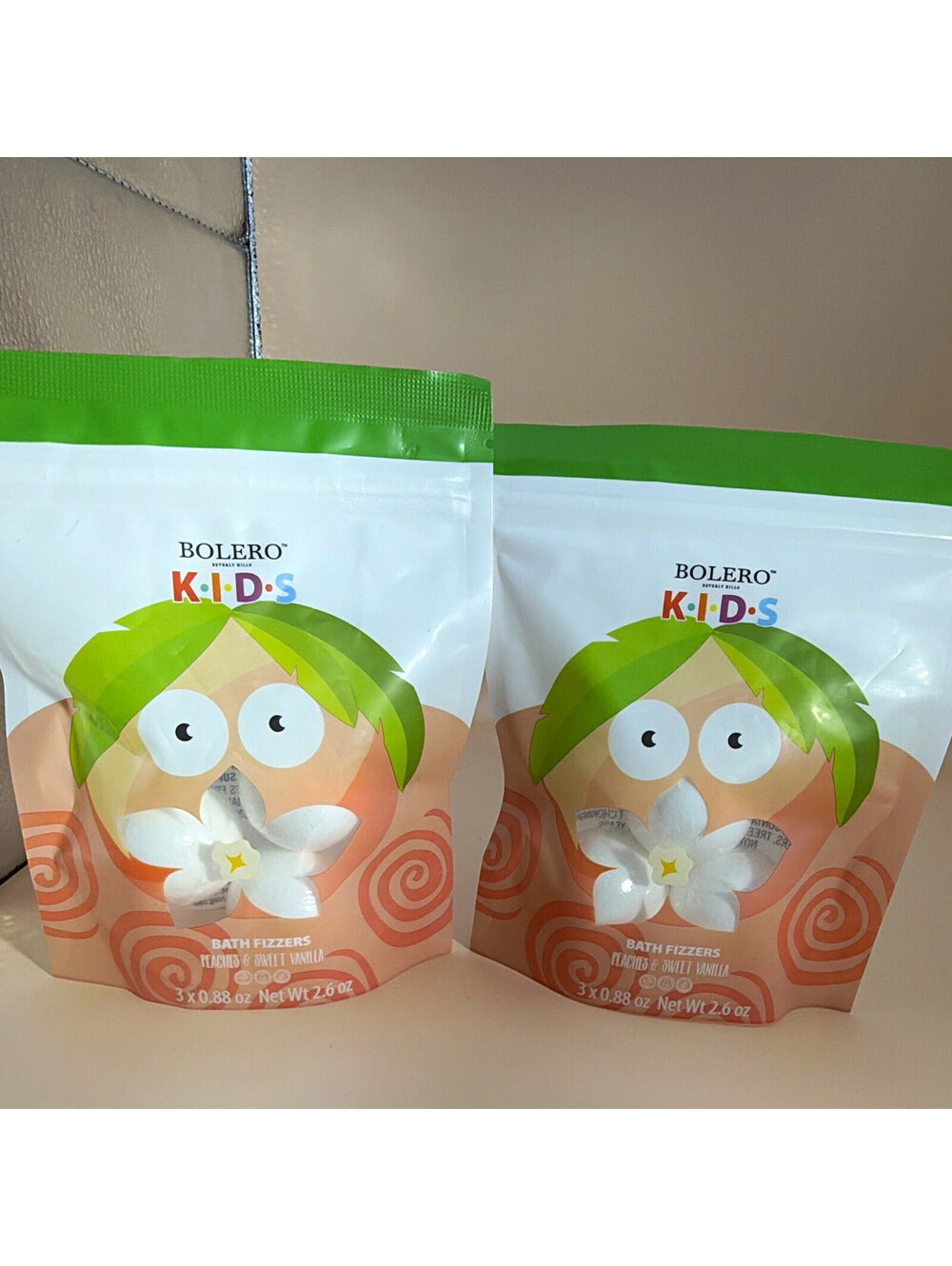 Bolero Kids Peaches & Sweet Vanilla Bath Fizzies 3ct 2.6oz Cruelty-Free lot of 2